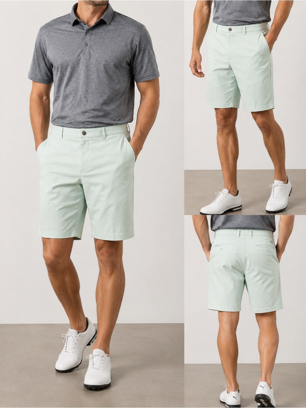 Puma Men's Flat Front Golf Shorts in Mint